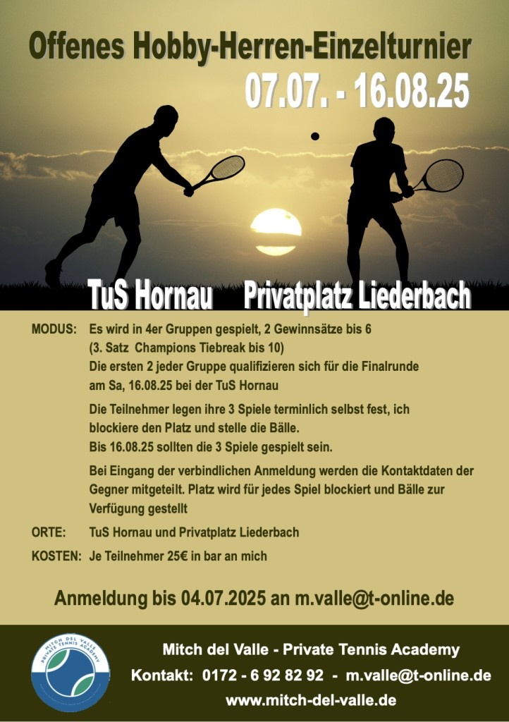 Tennisturnier Ankündigung 2025
